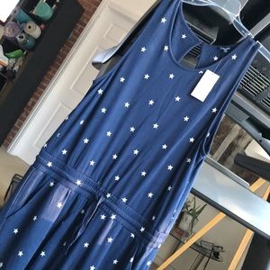 SPLENDID sleeveless romper navy blue w stitched stars sz L